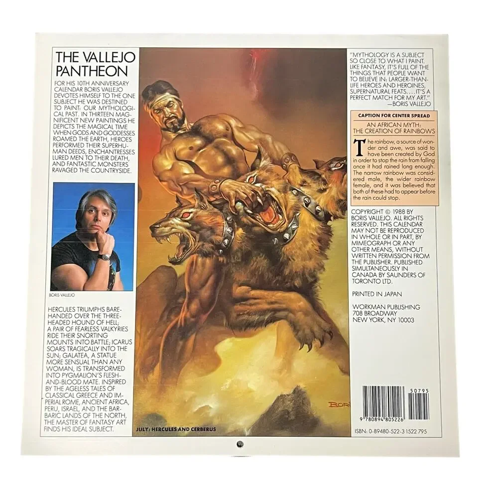1989 Boris Vallejo Mythology Calendar Unused same dates again in 2034
